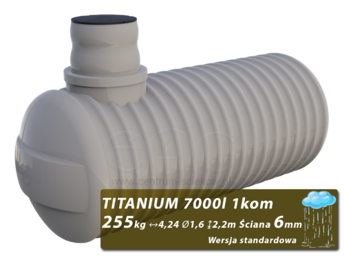 Plastikowy zbiornik na deszczówkę Titanium, jednokomorowy 7 m3